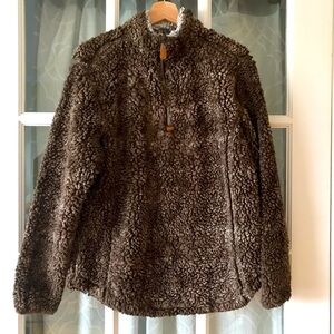 Simply Southern size M half-zip brown shaggy fuzzy furry fleece jacket for women